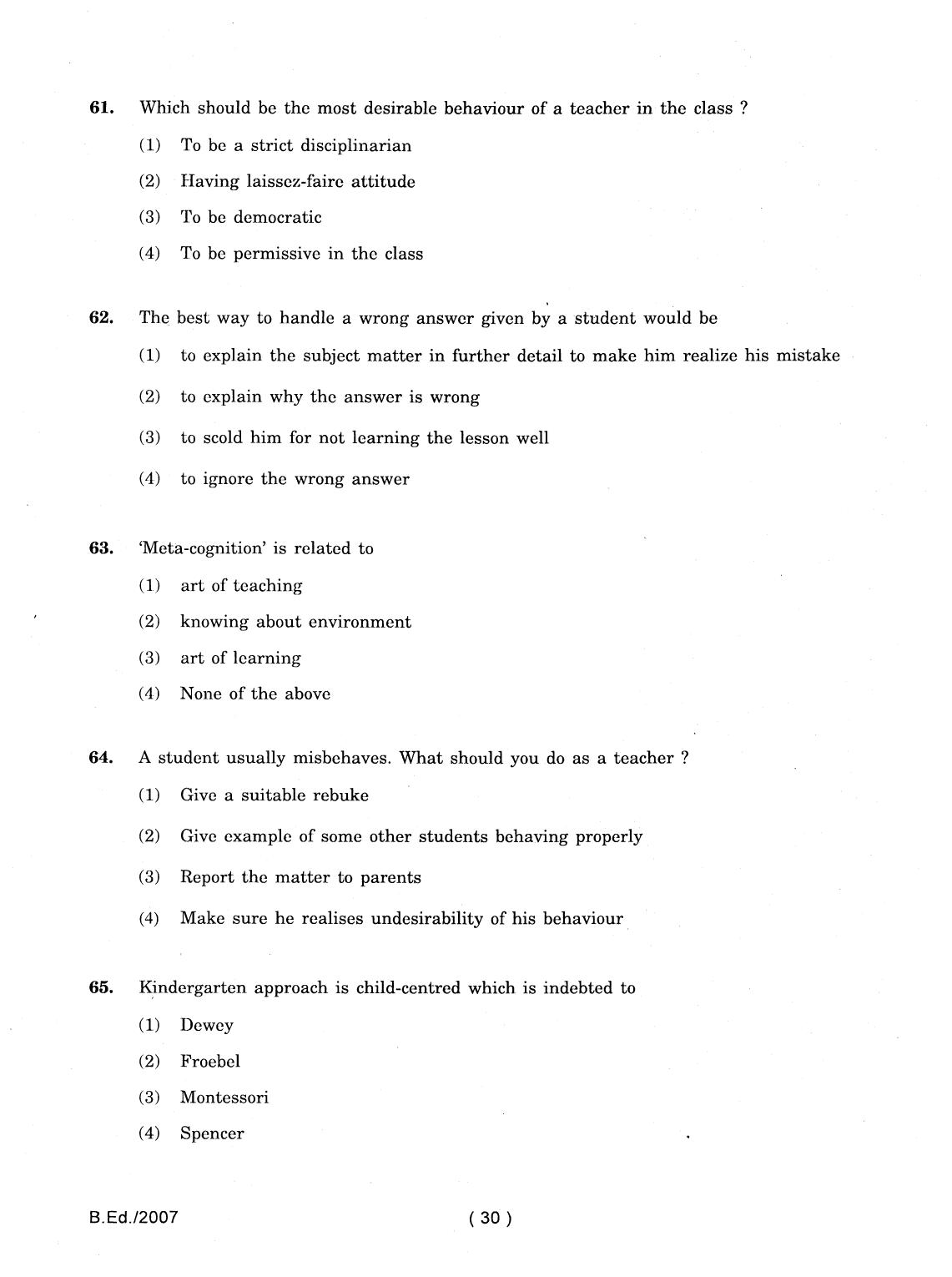 IGNOU B.Ed 2007 Question Paper - Page 30