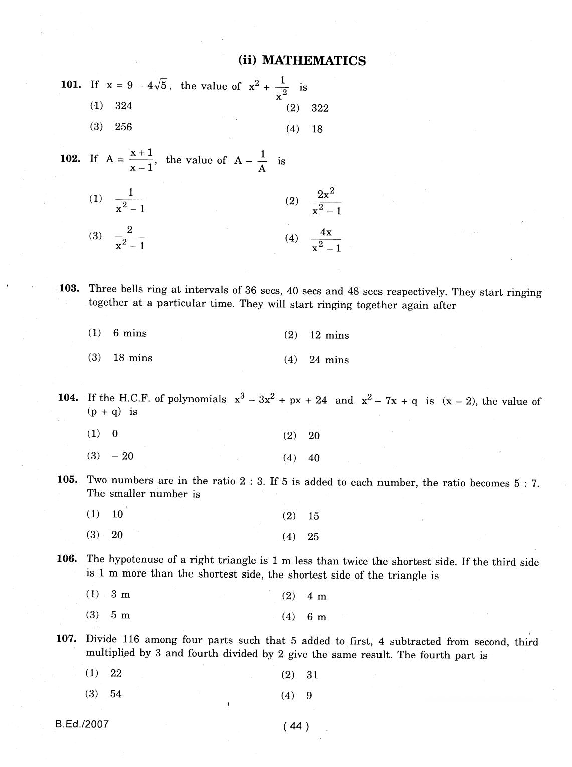 IGNOU B.Ed 2007 Question Paper - Page 44