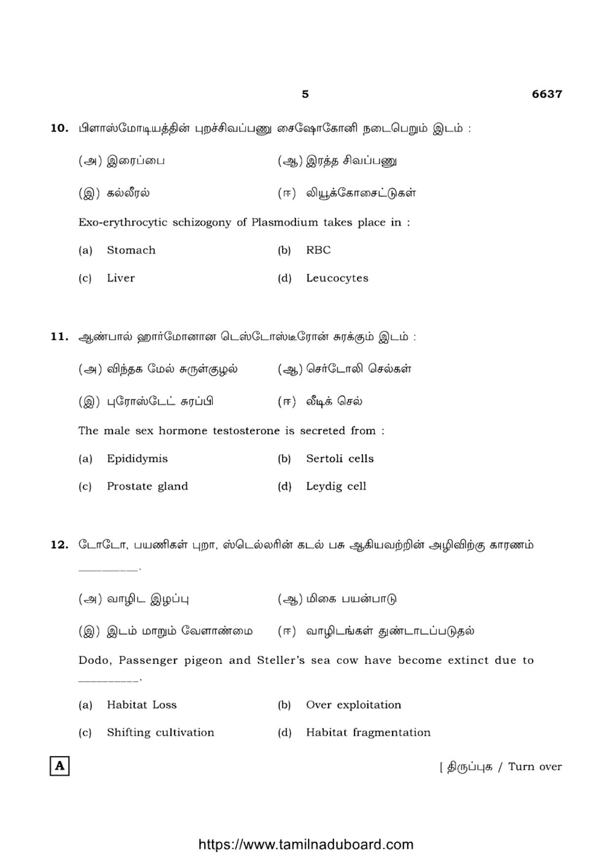 TN Class 12 Zoology 6637 Set A Question Papers Apr 2023 - Page 5