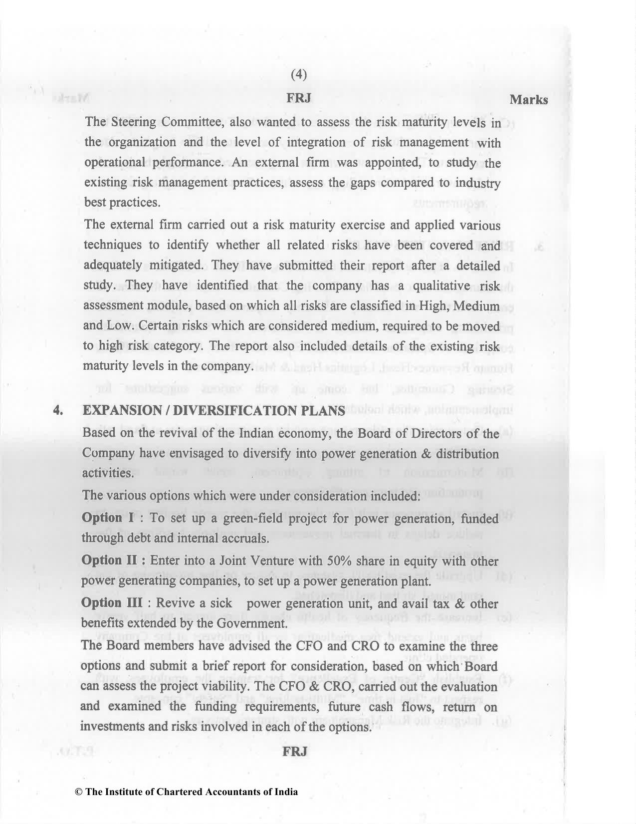 CA Final Nov 2022 Question Paper - Paper 6A – Risk Management - Page 4