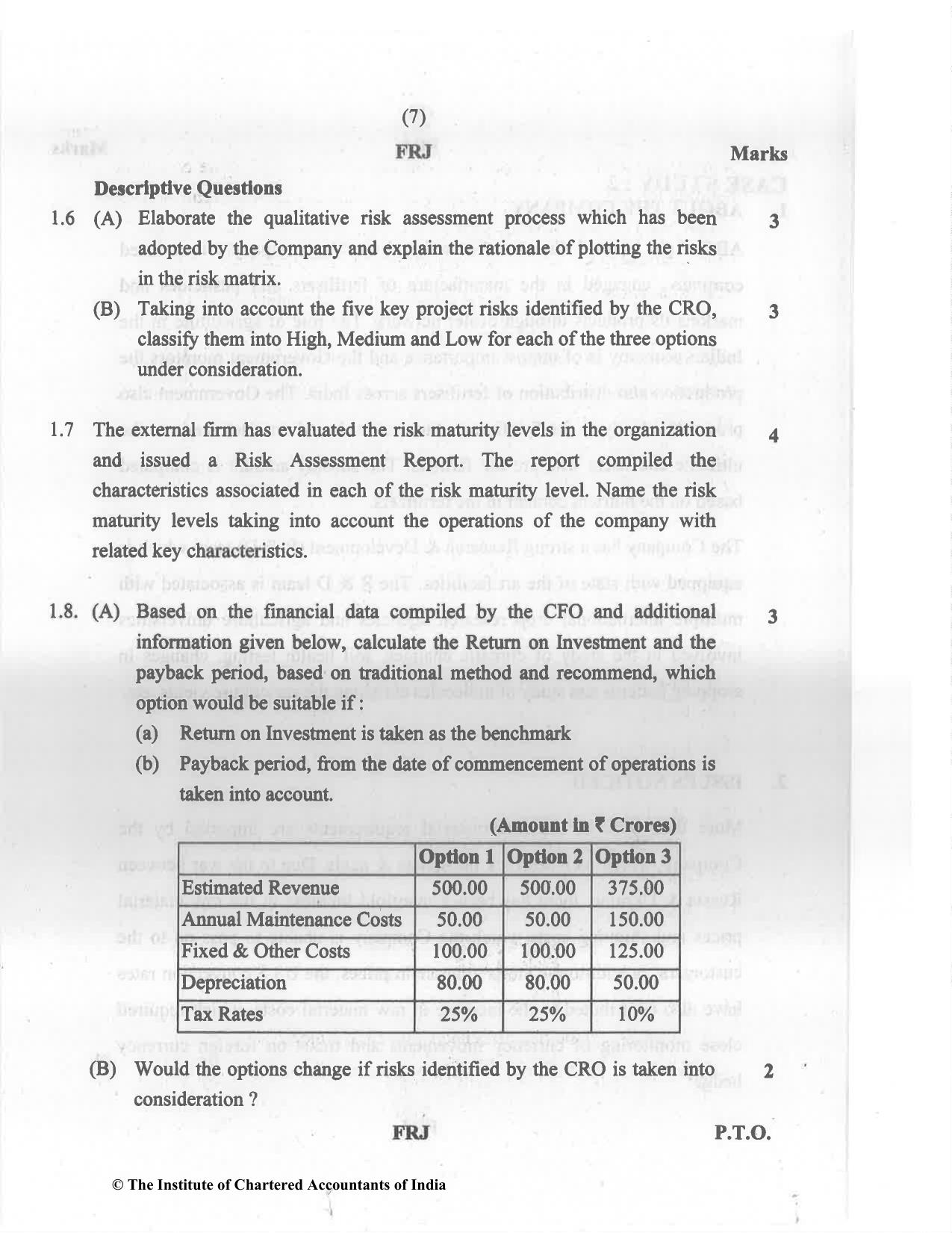 CA Final Nov 2022 Question Paper - Paper 6A – Risk Management - Page 7