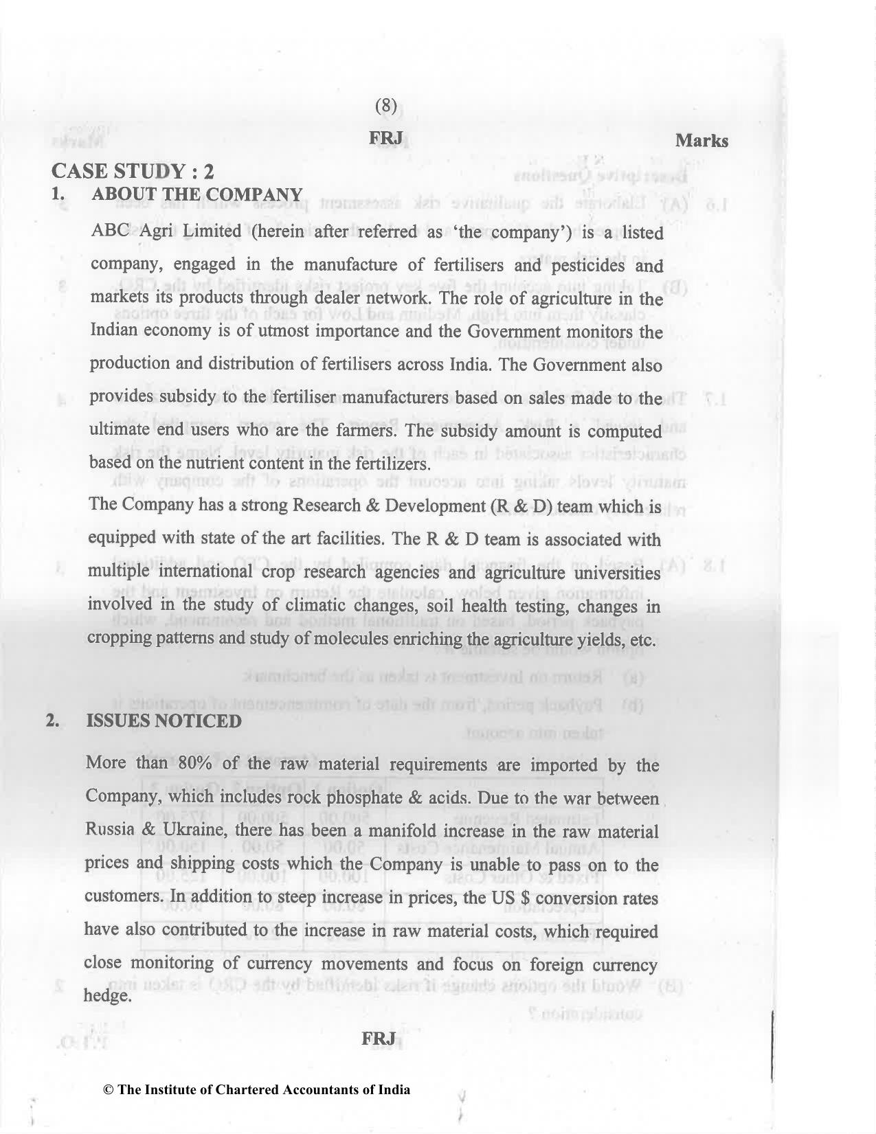 CA Final Nov 2022 Question Paper - Paper 6A – Risk Management - Page 8