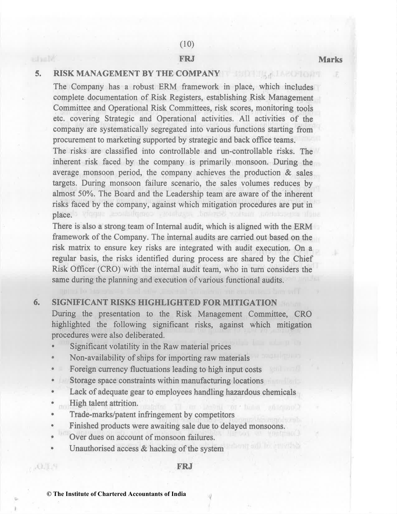 CA Final Nov 2022 Question Paper - Paper 6A – Risk Management - Page 10