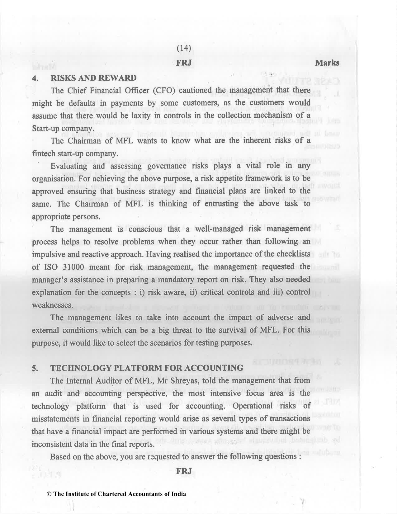 CA Final Nov 2022 Question Paper - Paper 6A – Risk Management - Page 14