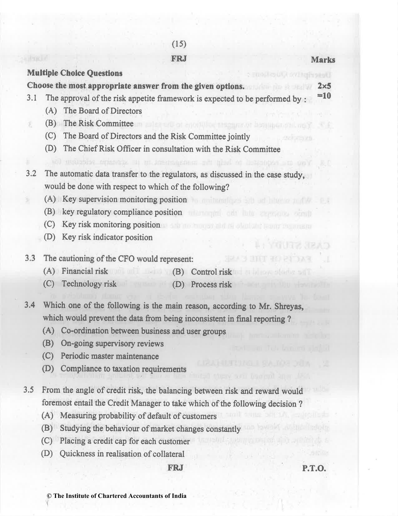 CA Final Nov 2022 Question Paper - Paper 6A – Risk Management - Page 15