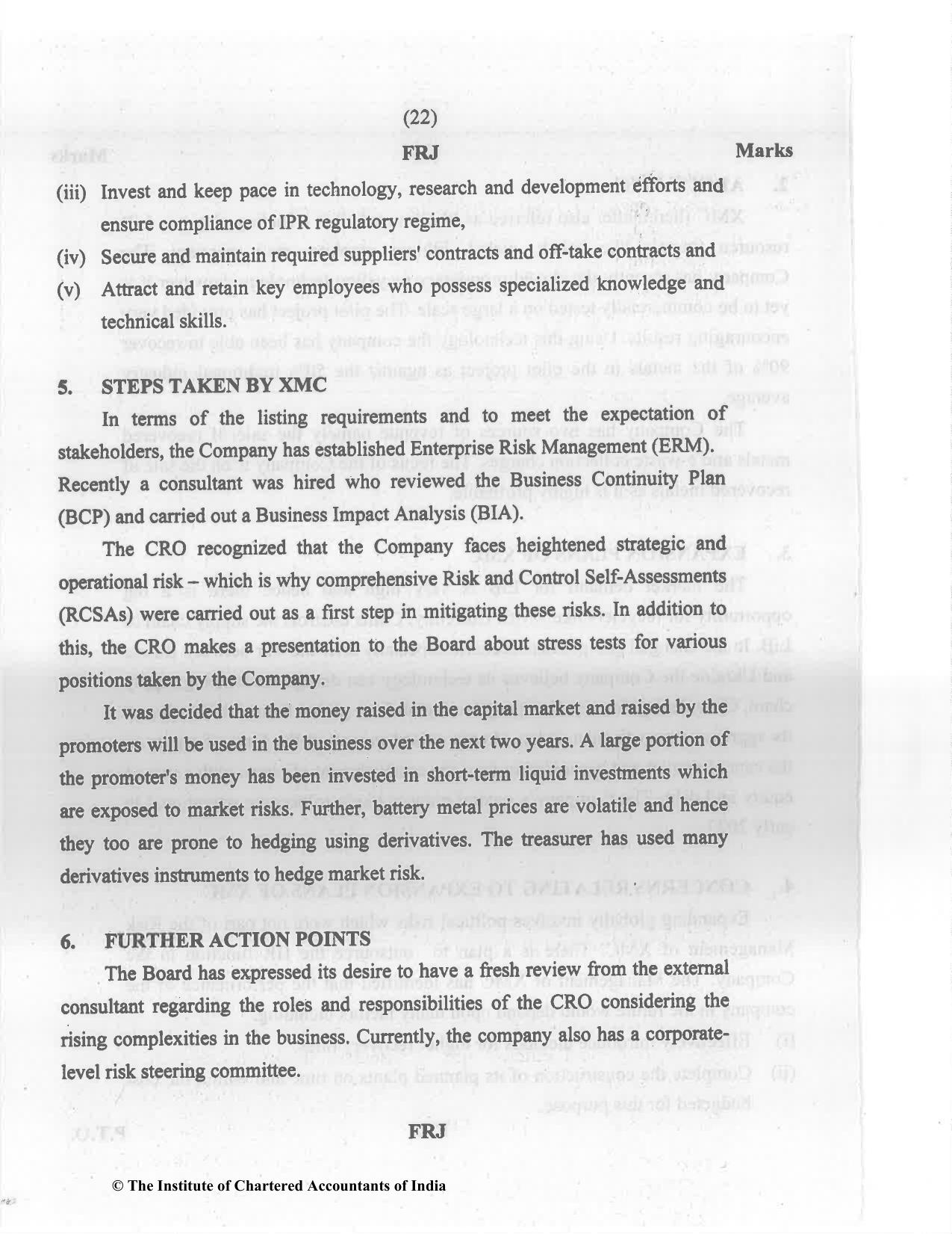 CA Final Nov 2022 Question Paper - Paper 6A – Risk Management - Page 22