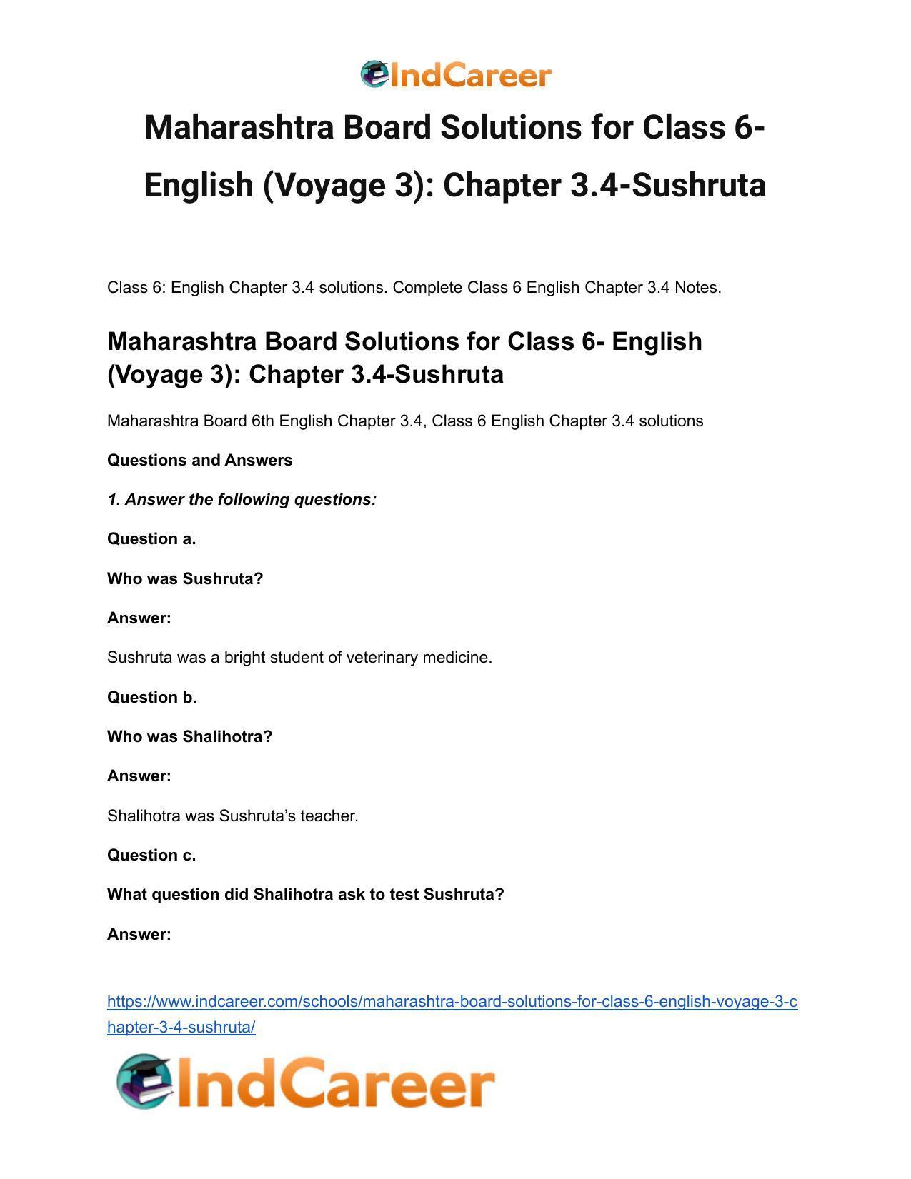 Maharashtra Board Solutions for Class 6- English (Voyage 3): Chapter 3.4-Sushruta - Page 2