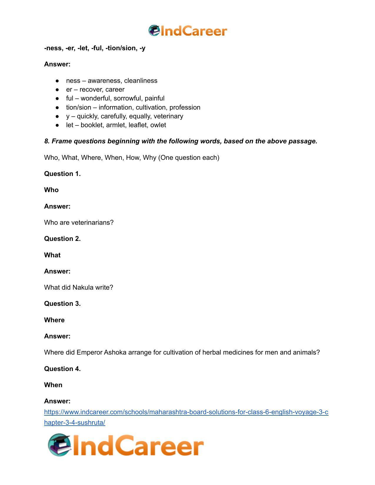 Maharashtra Board Solutions for Class 6- English (Voyage 3): Chapter 3.4-Sushruta - Page 8