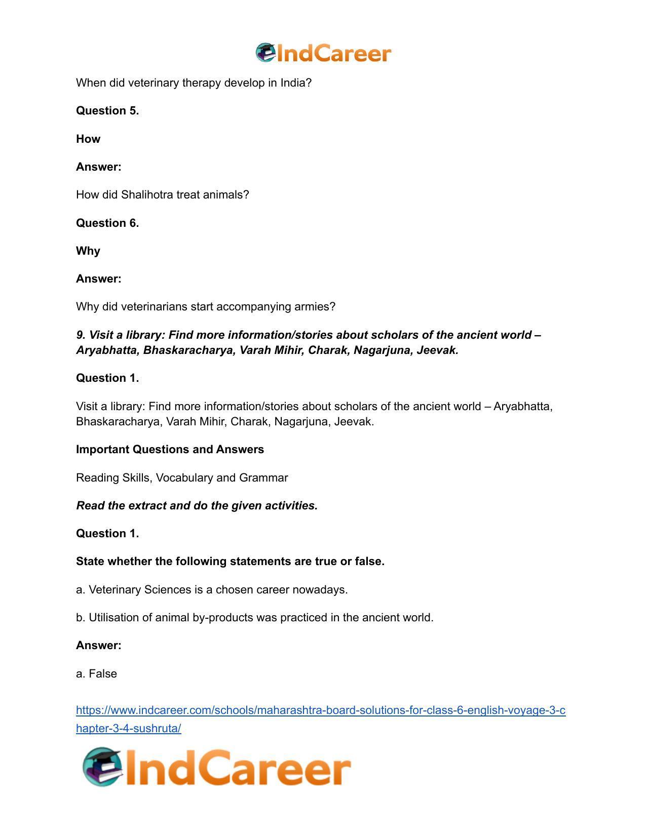 Maharashtra Board Solutions for Class 6- English (Voyage 3): Chapter 3.4-Sushruta - Page 9