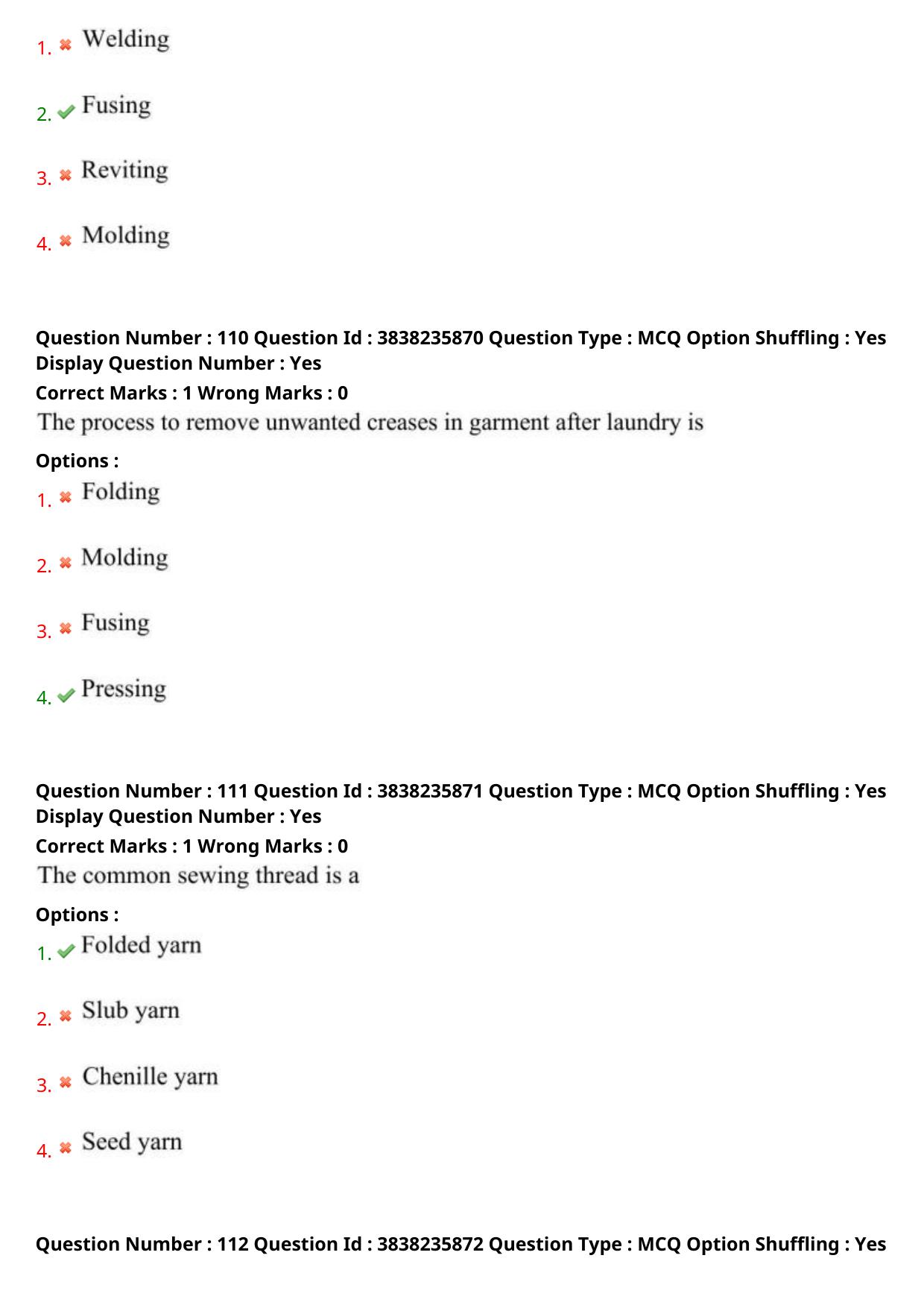 TS PGECET 2024: Textile Technology Question Papers with Answer - Page 44