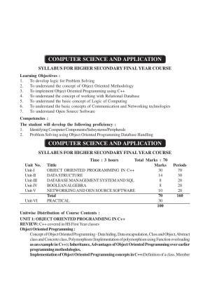 AHSEC 2nd Year Computer Science and Application Syllabus