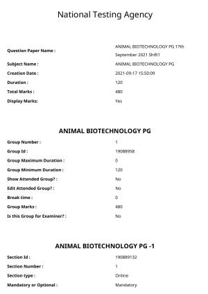 ICAR AIEEA PG 2021 ANIMAL BIOTECHNOLOGY Question Paper