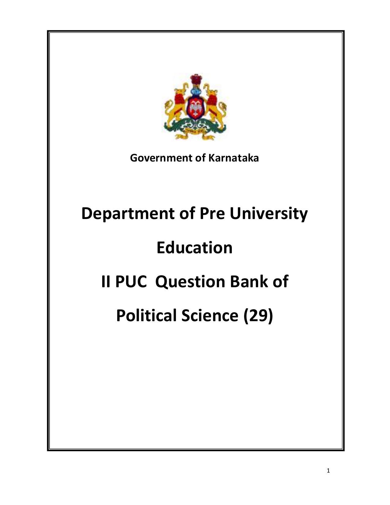 Karnataka 2nd PUC Question Bank for Political - Page 1
