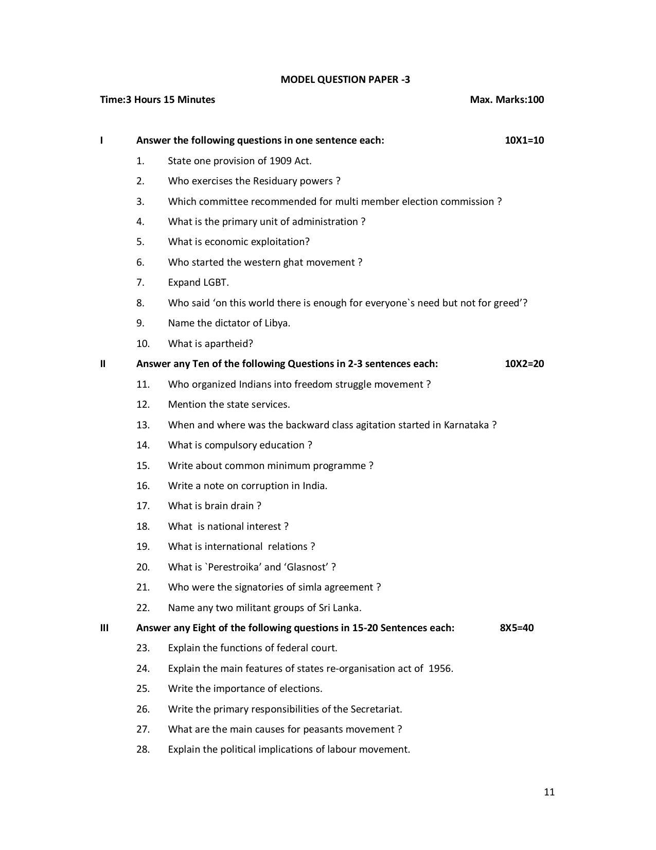 Karnataka 2nd PUC Question Bank for Political - Page 11