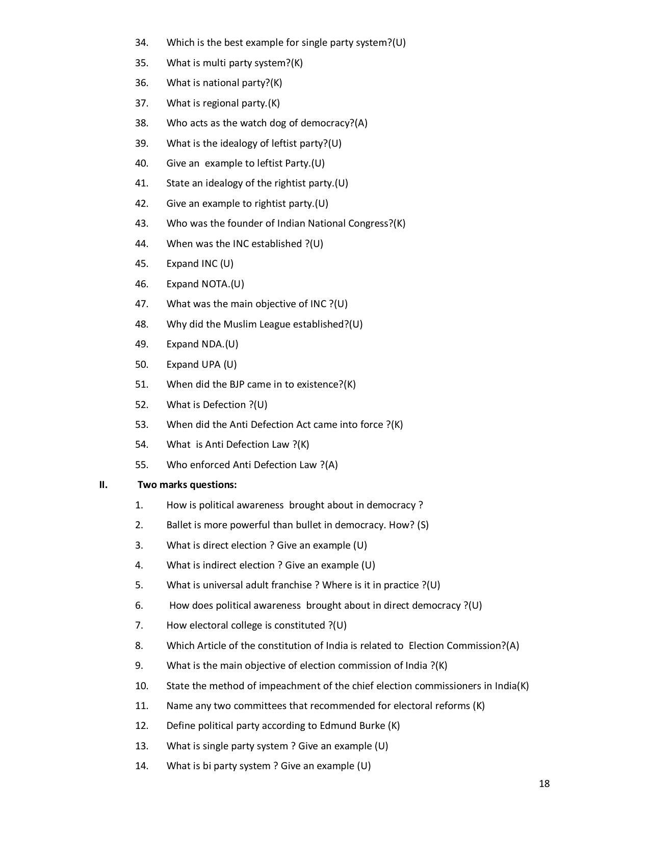 Karnataka 2nd PUC Question Bank for Political - Page 18