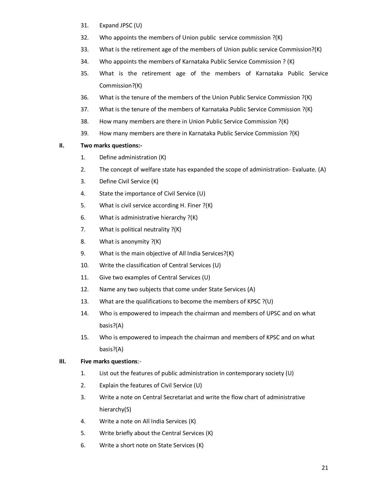 Karnataka 2nd PUC Question Bank for Political - Page 21