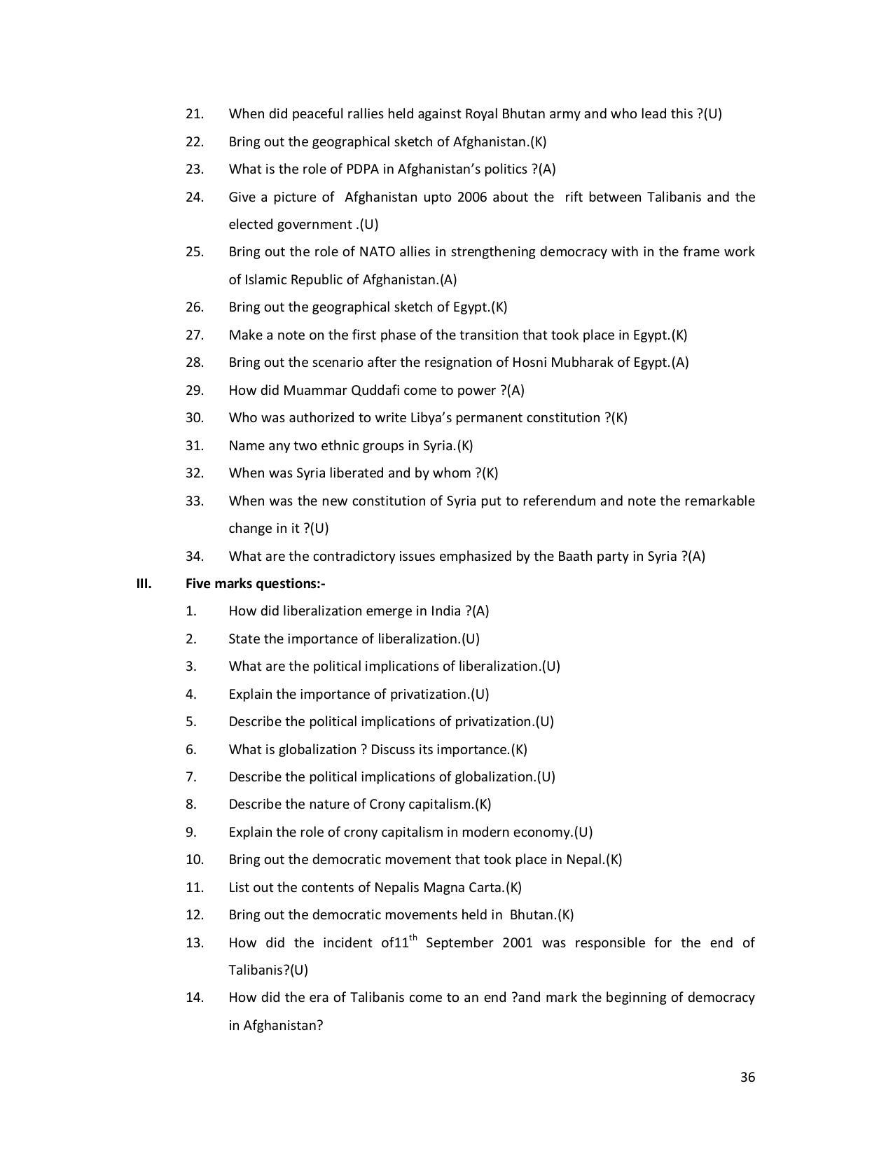 Karnataka 2nd PUC Question Bank for Political - Page 36