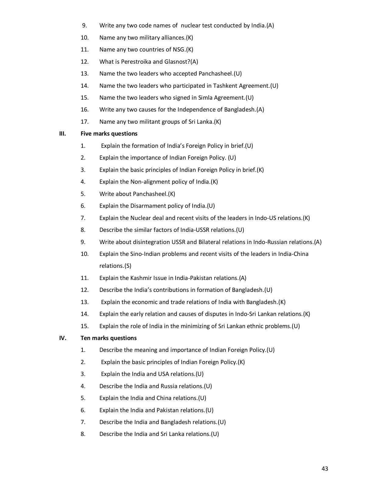 Karnataka 2nd PUC Question Bank for Political - Page 43