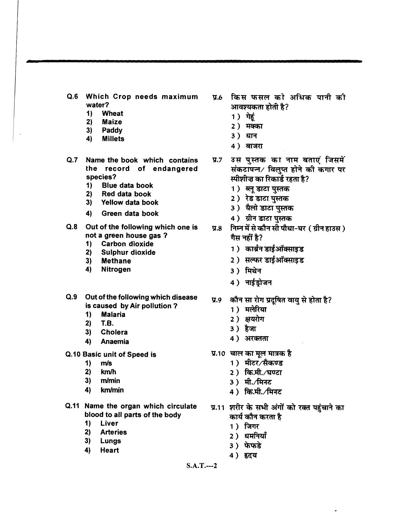 Himachal Pradesh NMMS SAT 2014 Question Paper - Page 2