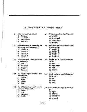 Himachal Pradesh NMMS SAT 2014 Question Paper