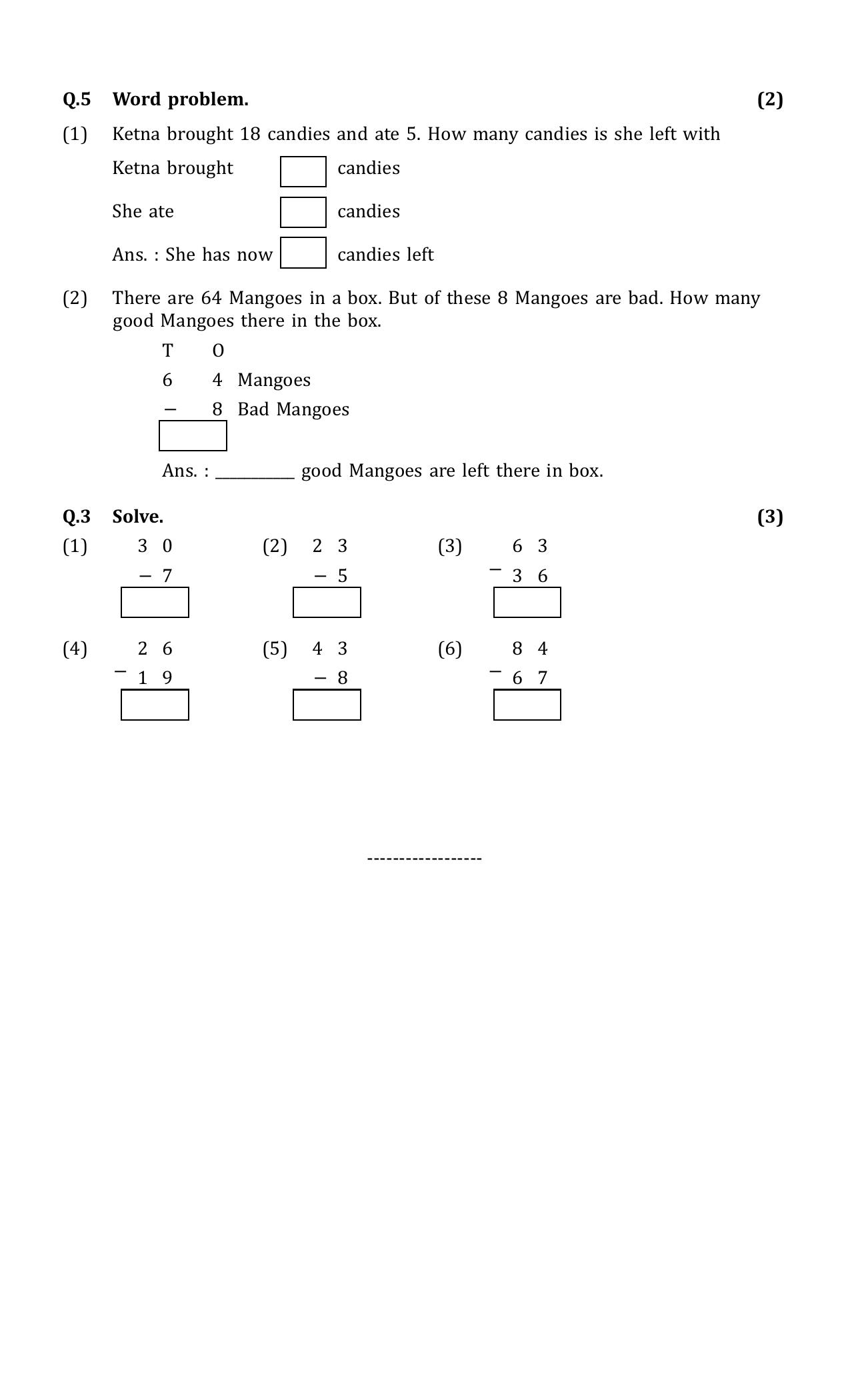 Worksheet for Class 1 Maths Assignment 17 - Page 3