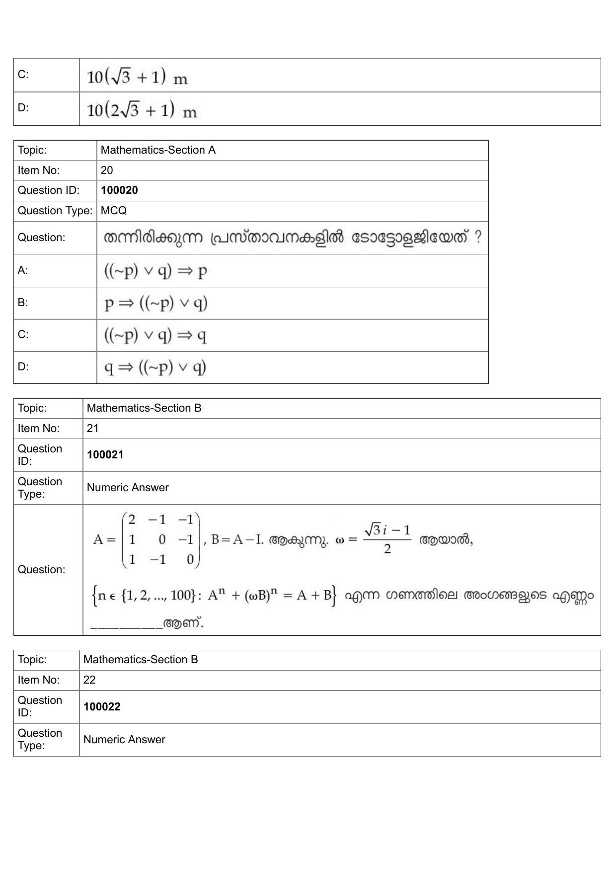 JEE Mains 2022: BTech Malayalam (Shift 1) 25-07-2022 Question Paper - Page 10