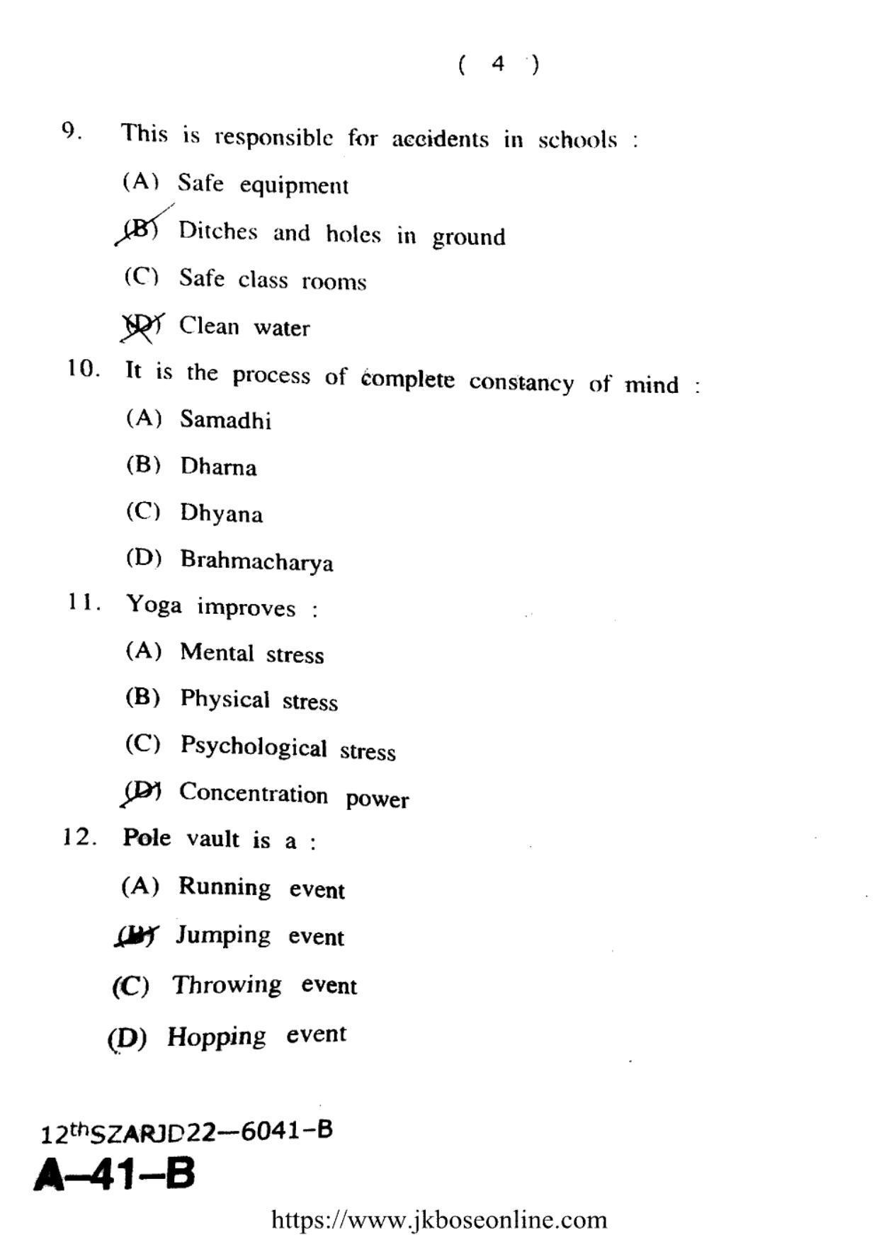 JKBOSE Class 12 Physical-Education 6041-B Question Papers 2022 - Page 4