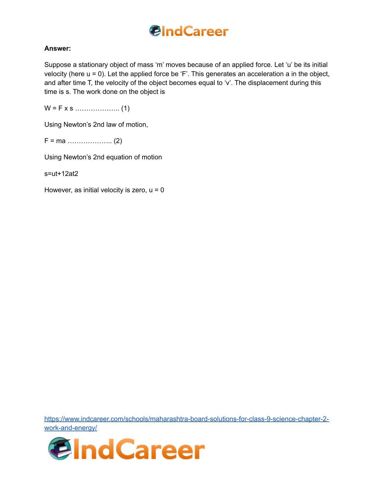 Maharashtra Board Solutions for Class 9- Science: Chapter 2- Work and Energy - Page 3
