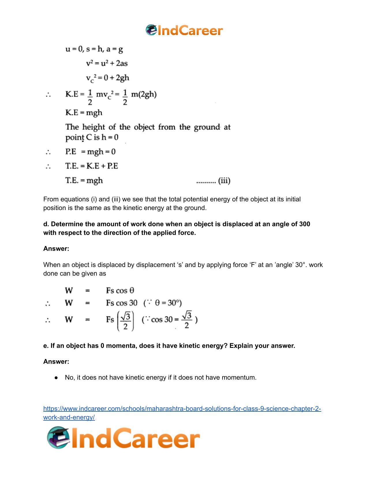 Maharashtra Board Solutions for Class 9- Science: Chapter 2- Work and Energy - Page 7