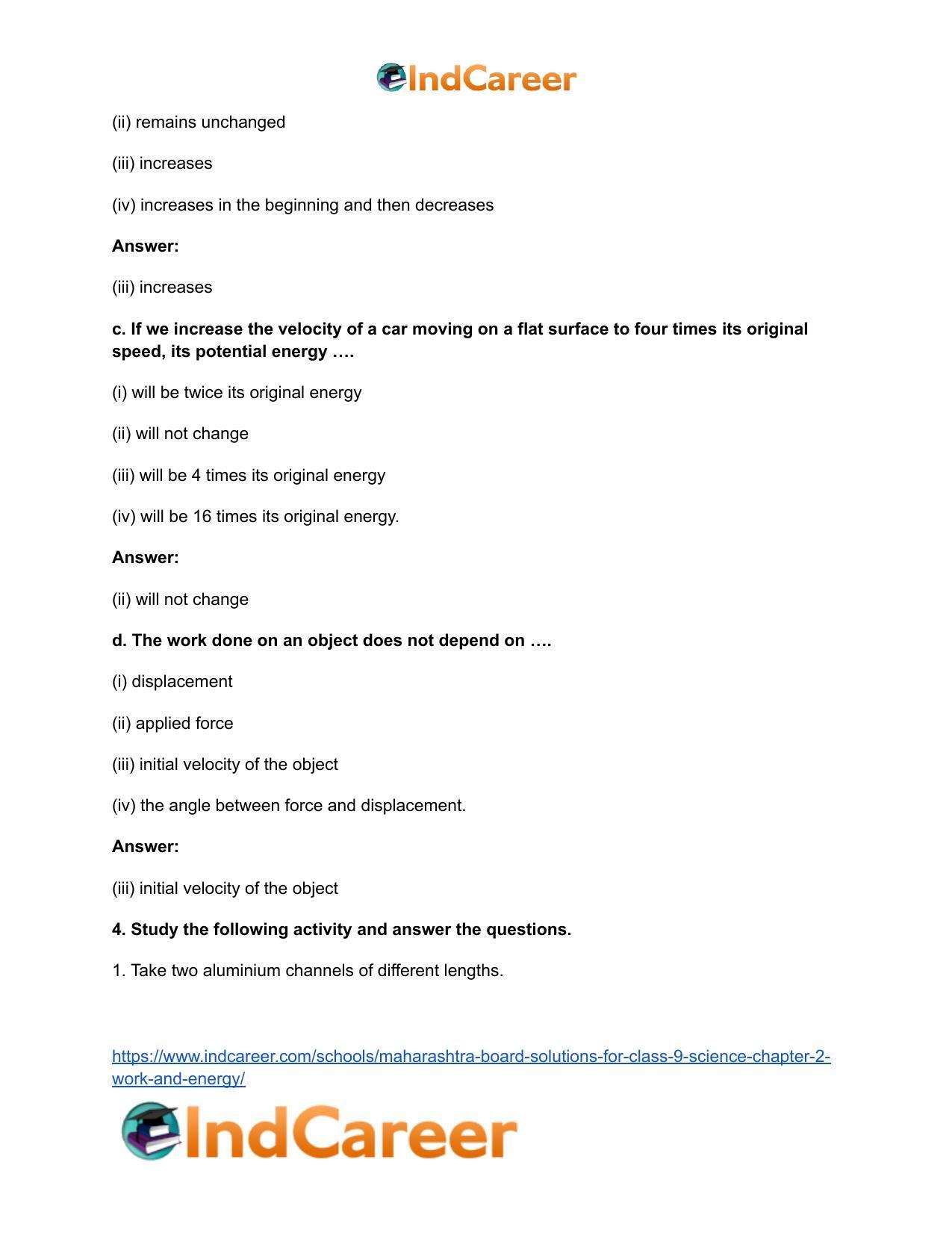 Maharashtra Board Solutions for Class 9- Science: Chapter 2- Work and Energy - Page 10