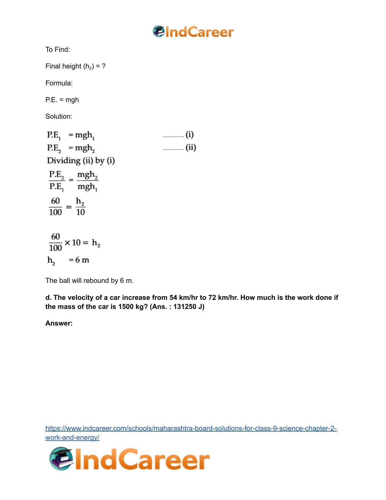 Maharashtra Board Solutions for Class 9- Science: Chapter 2- Work and Energy - Page 13