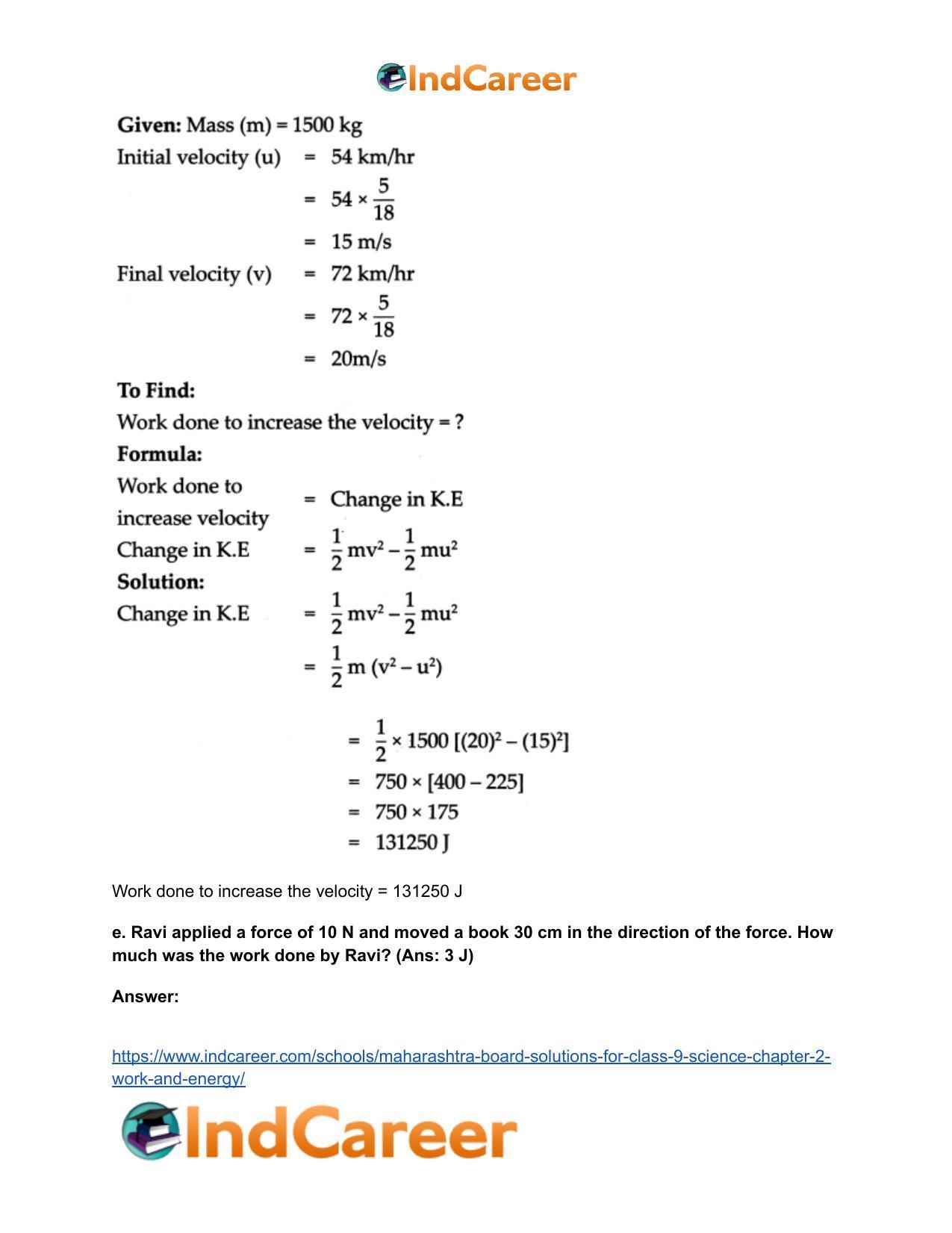Maharashtra Board Solutions for Class 9- Science: Chapter 2- Work and Energy - Page 14