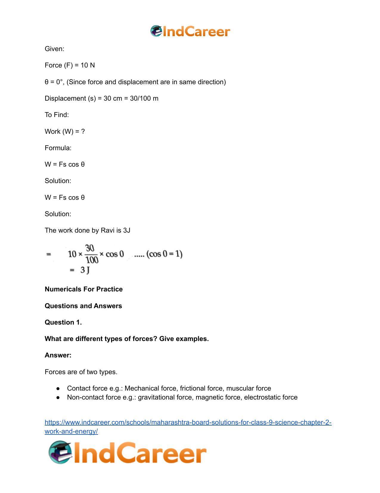 Maharashtra Board Solutions for Class 9- Science: Chapter 2- Work and Energy - Page 15