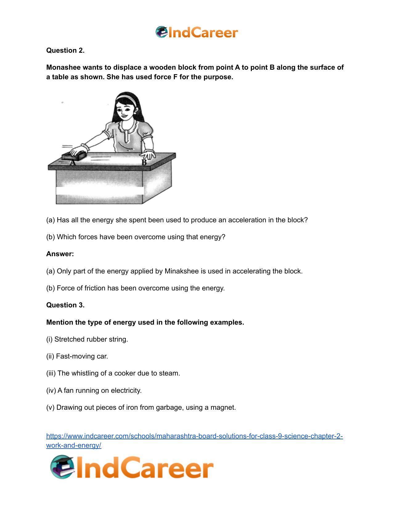 Maharashtra Board Solutions for Class 9- Science: Chapter 2- Work and Energy - Page 16