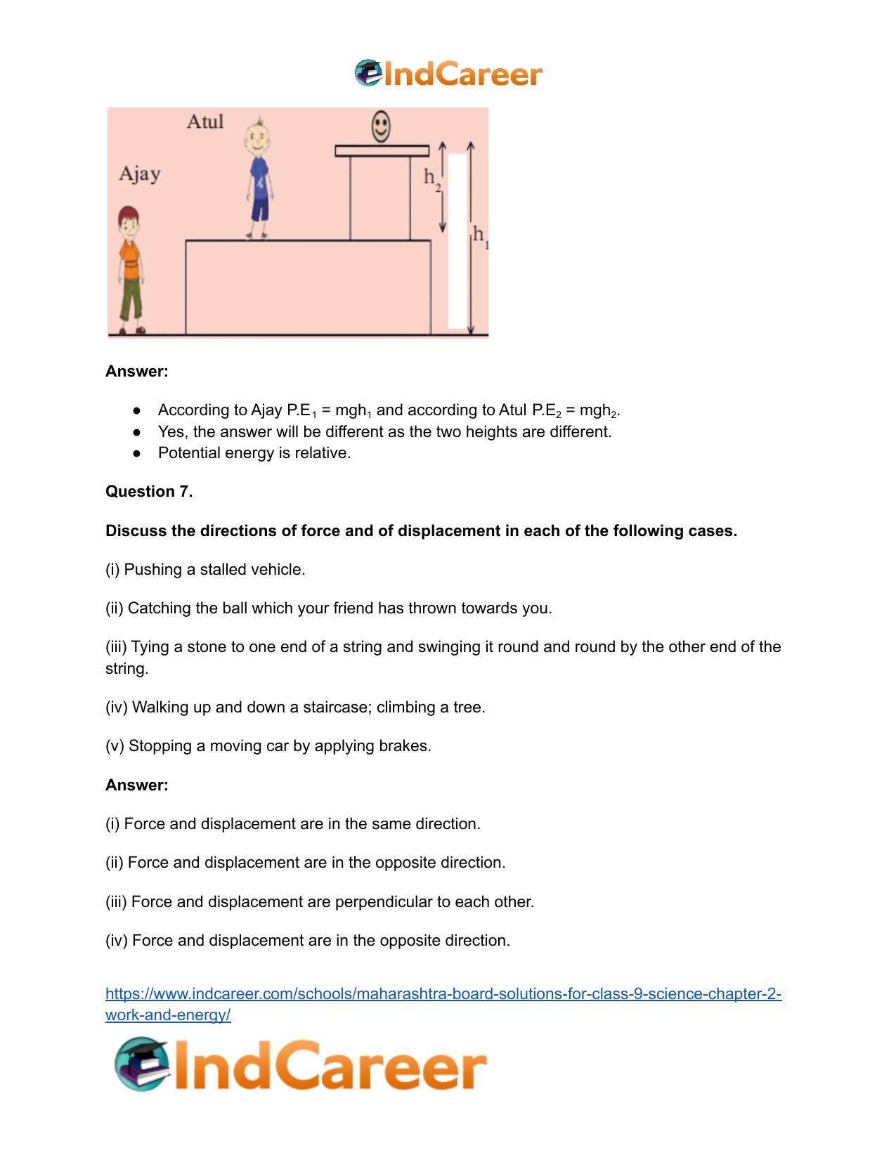 Maharashtra Board Solutions for Class 9- Science: Chapter 2- Work and Energy - Page 19