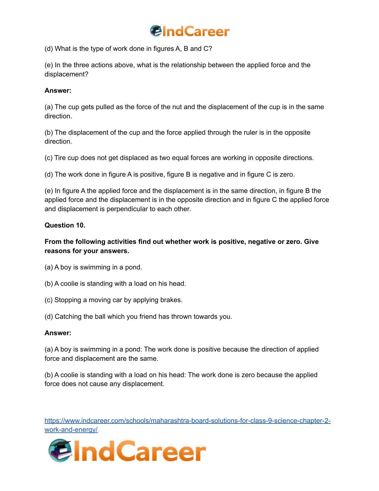 Maharashtra Board Solutions for Class 9- Science: Chapter 2- Work and Energy - Page 22