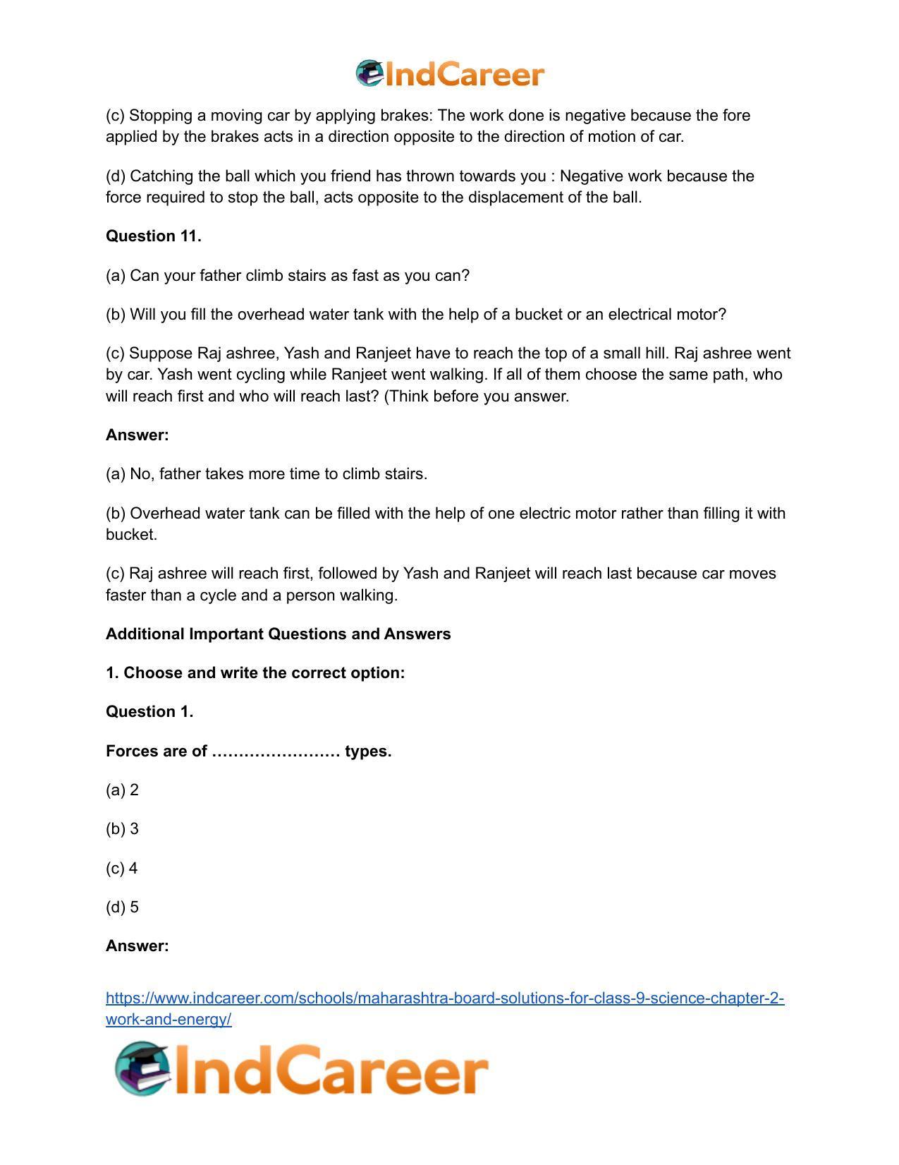 Maharashtra Board Solutions for Class 9- Science: Chapter 2- Work and Energy - Page 23