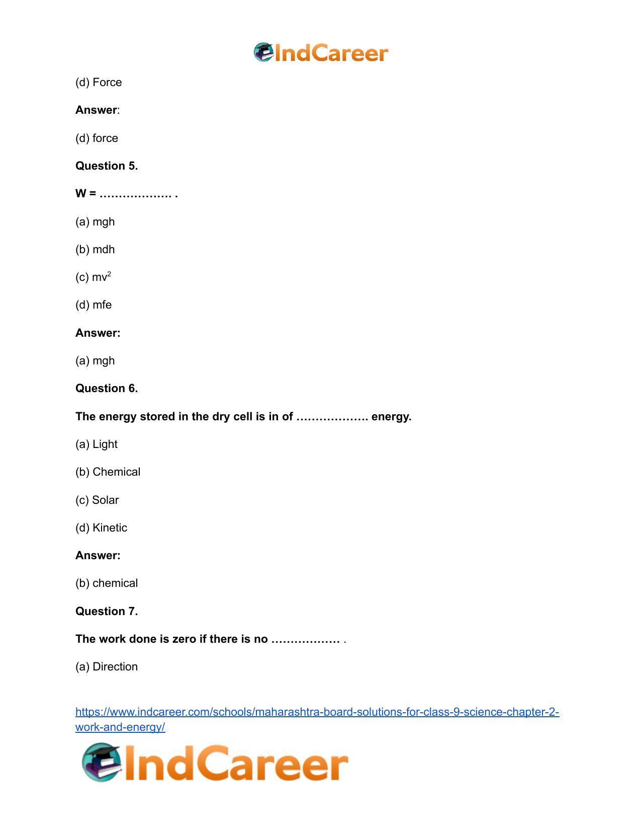 Maharashtra Board Solutions for Class 9- Science: Chapter 2- Work and Energy - Page 25