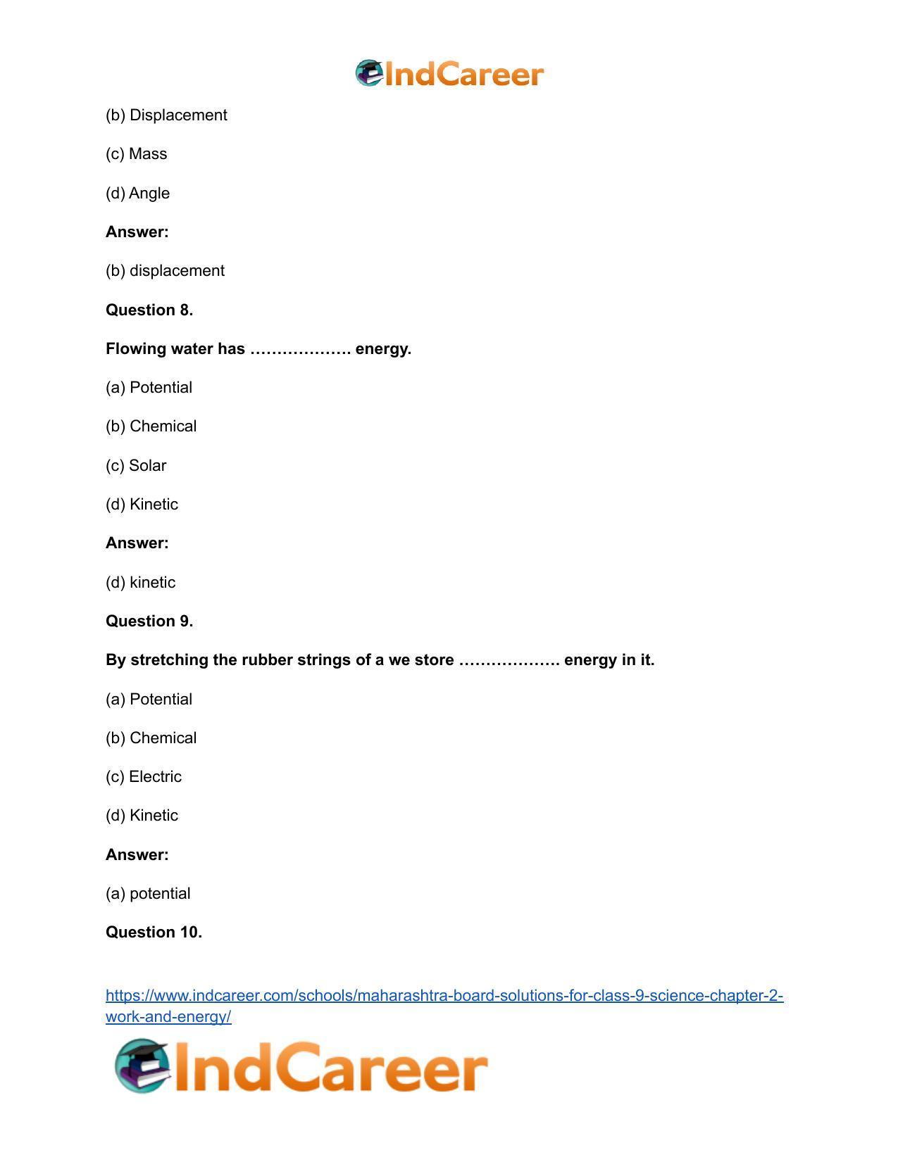 Maharashtra Board Solutions for Class 9- Science: Chapter 2- Work and Energy - Page 26