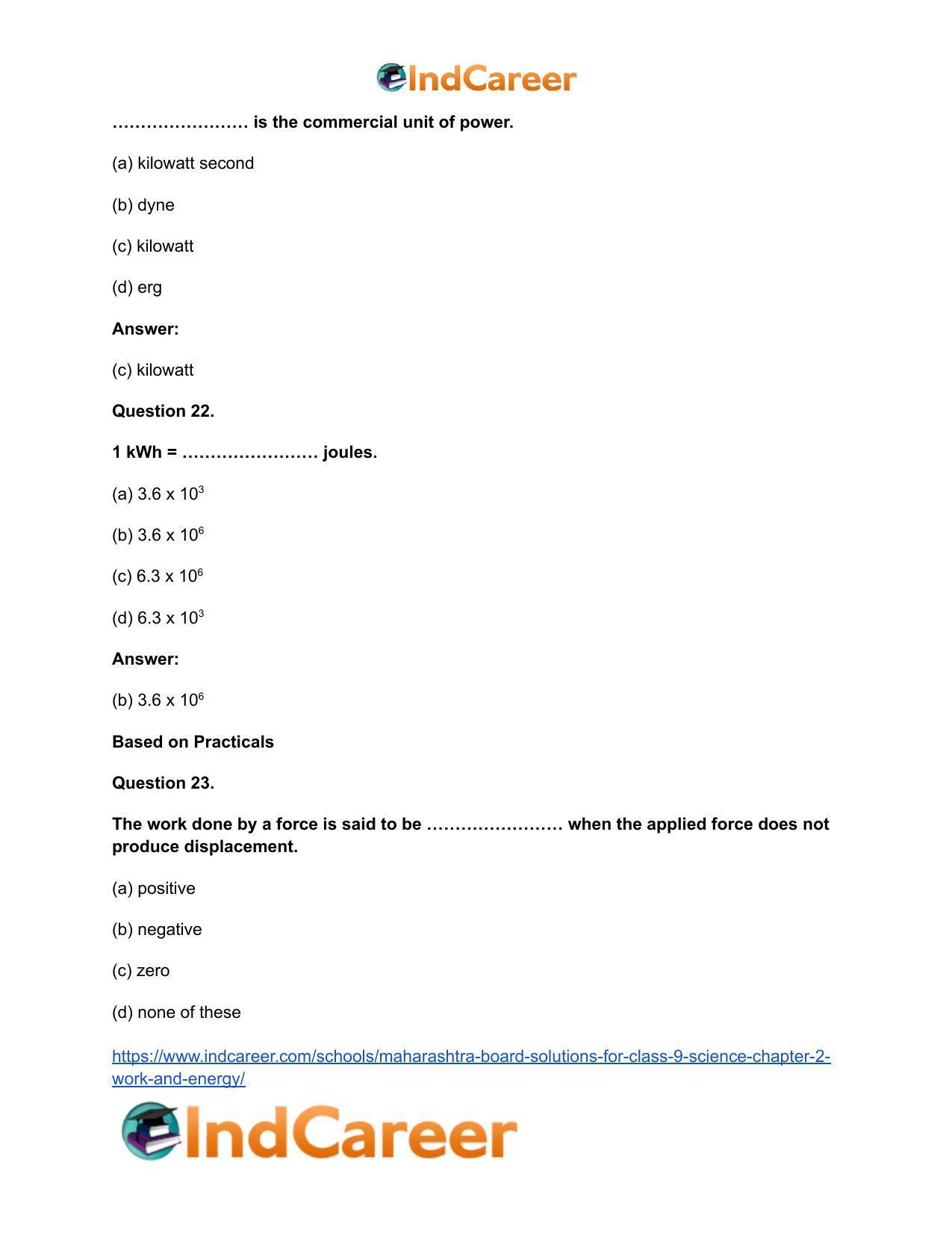 Maharashtra Board Solutions for Class 9- Science: Chapter 2- Work and Energy - Page 31