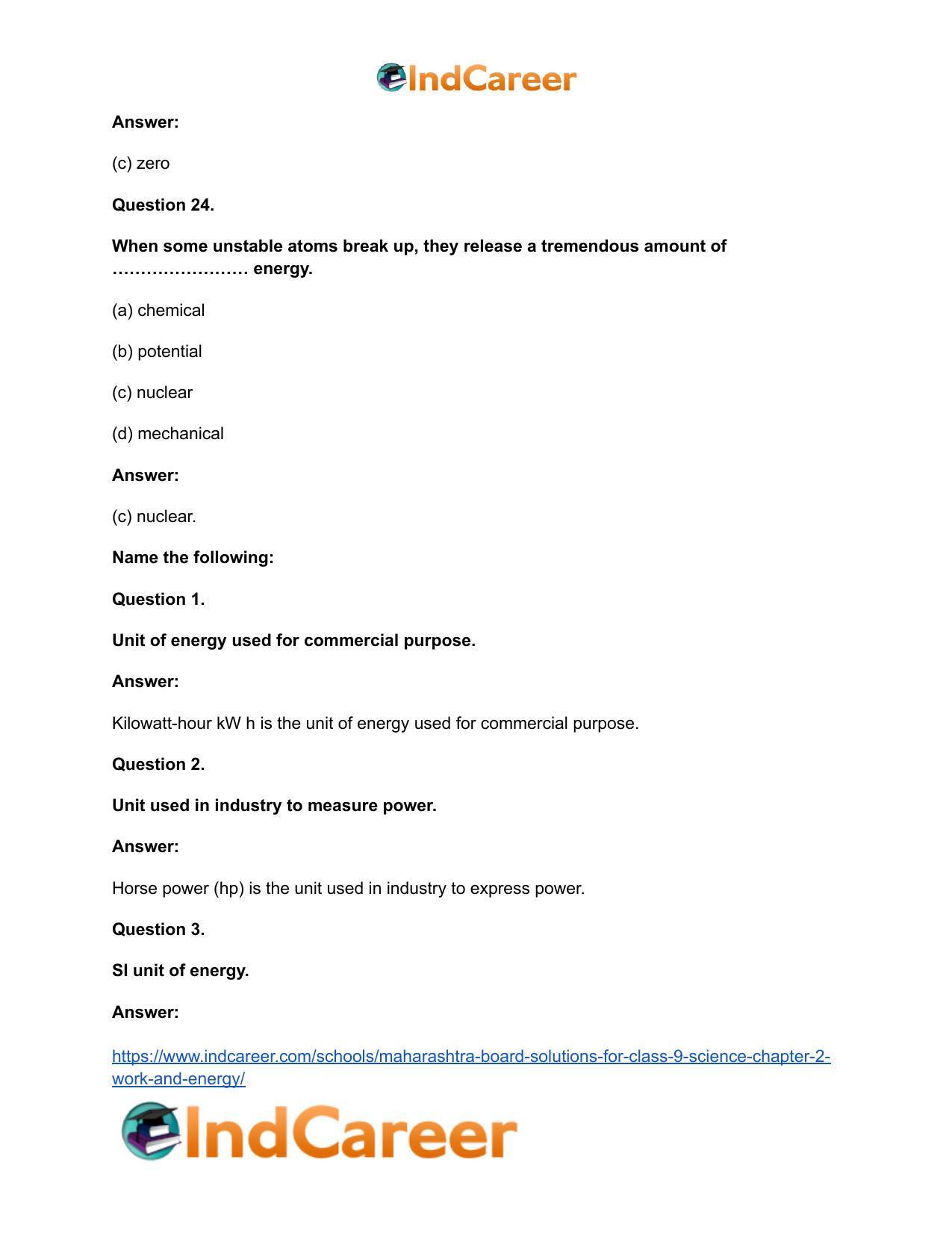 Maharashtra Board Solutions for Class 9- Science: Chapter 2- Work and Energy - Page 32