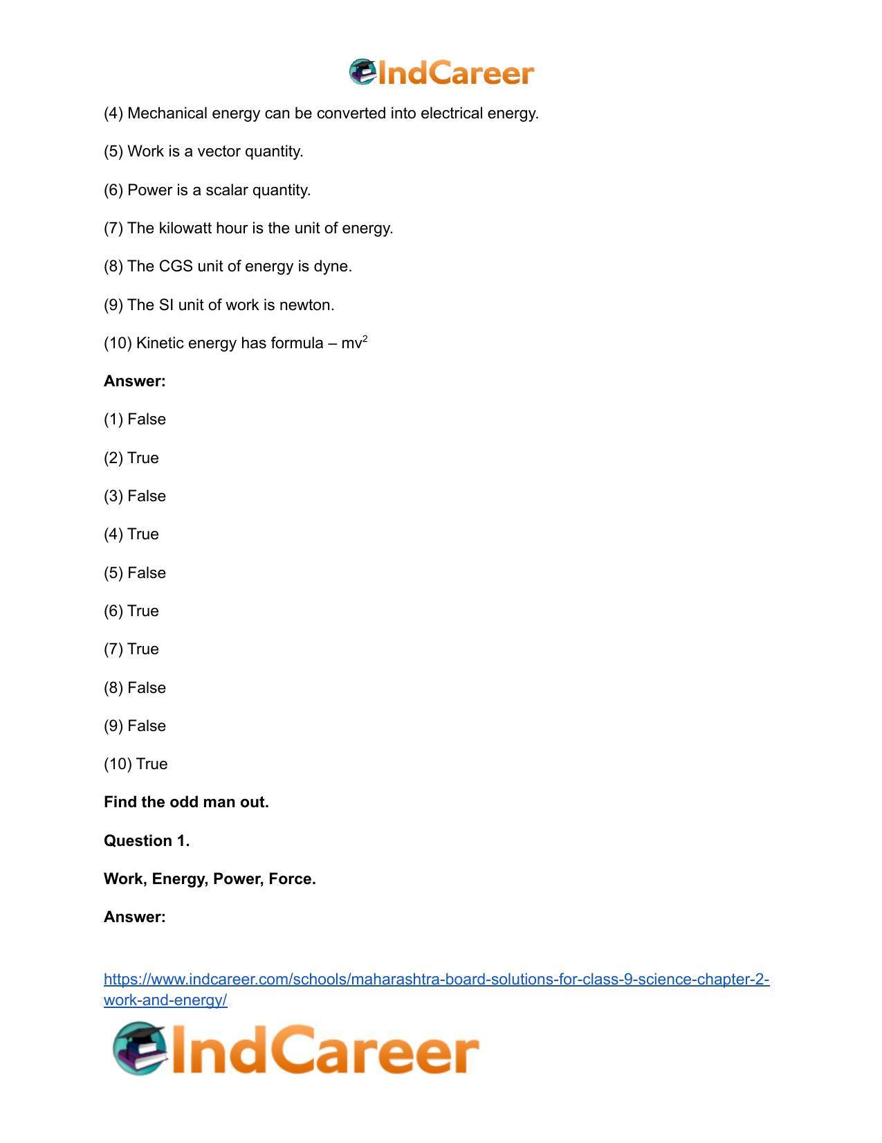 Maharashtra Board Solutions for Class 9- Science: Chapter 2- Work and Energy - Page 34