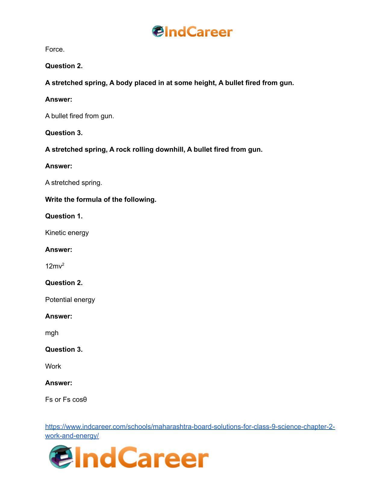Maharashtra Board Solutions for Class 9- Science: Chapter 2- Work and Energy - Page 35