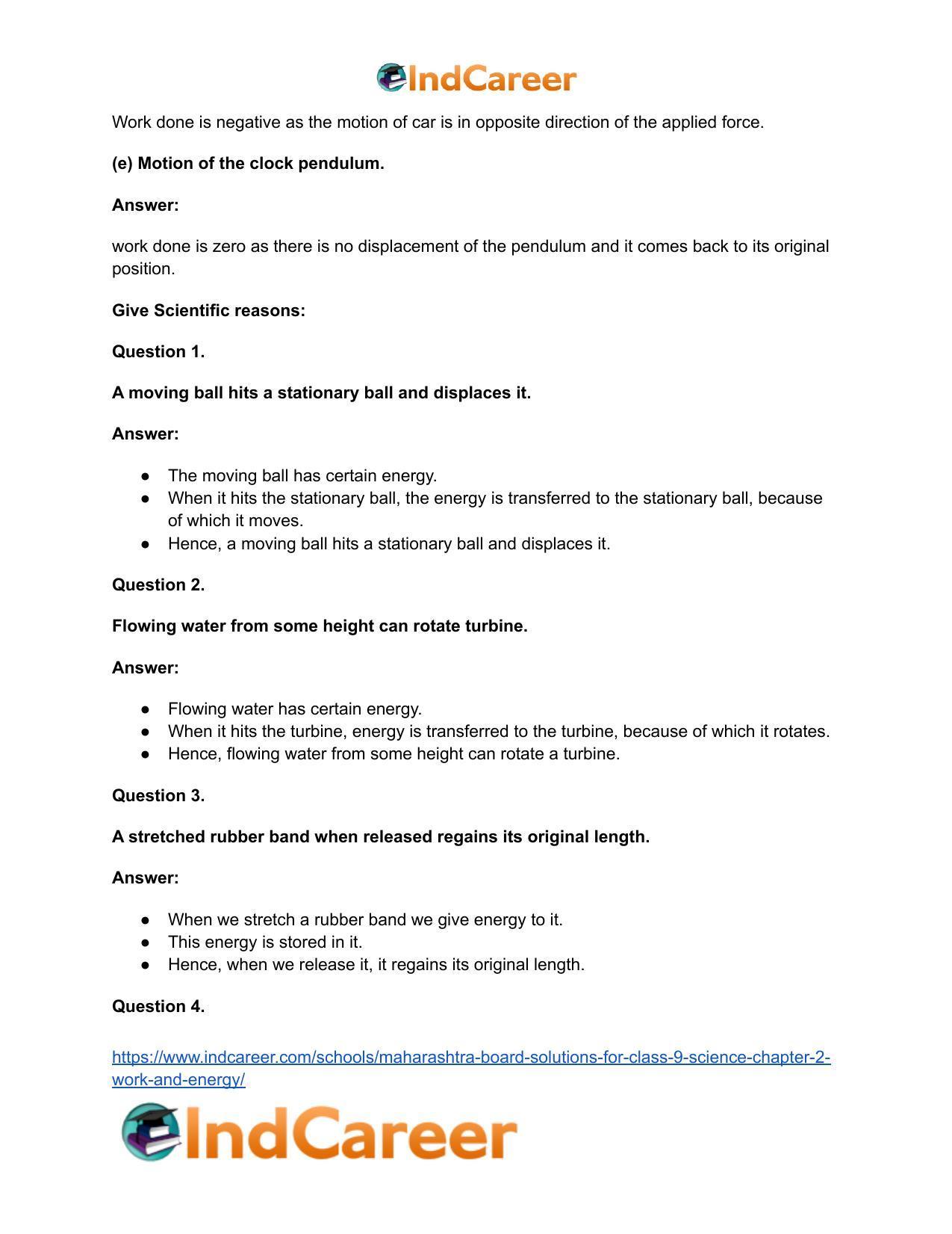 Maharashtra Board Solutions for Class 9- Science: Chapter 2- Work and Energy - Page 38