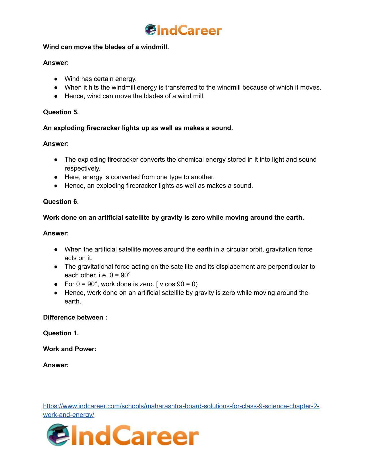 Maharashtra Board Solutions for Class 9- Science: Chapter 2- Work and Energy - Page 39