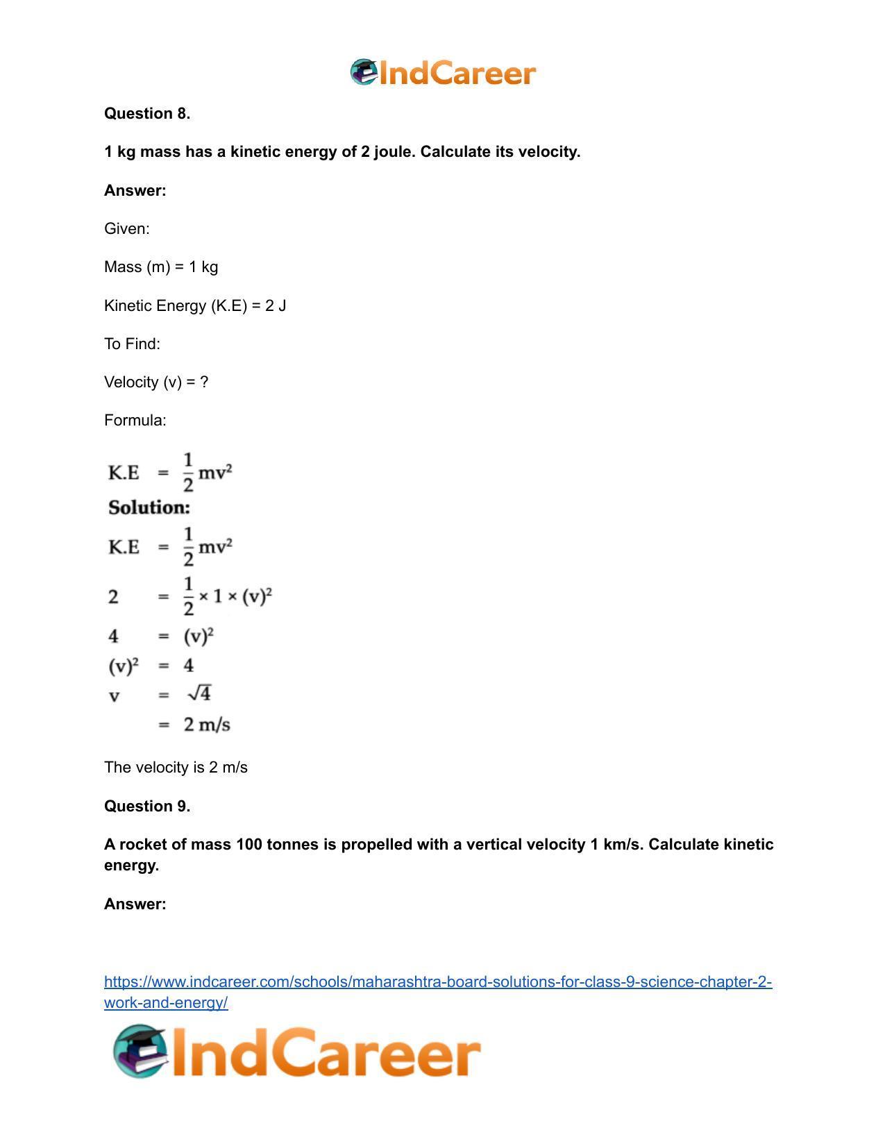 Maharashtra Board Solutions for Class 9- Science: Chapter 2- Work and Energy - Page 46