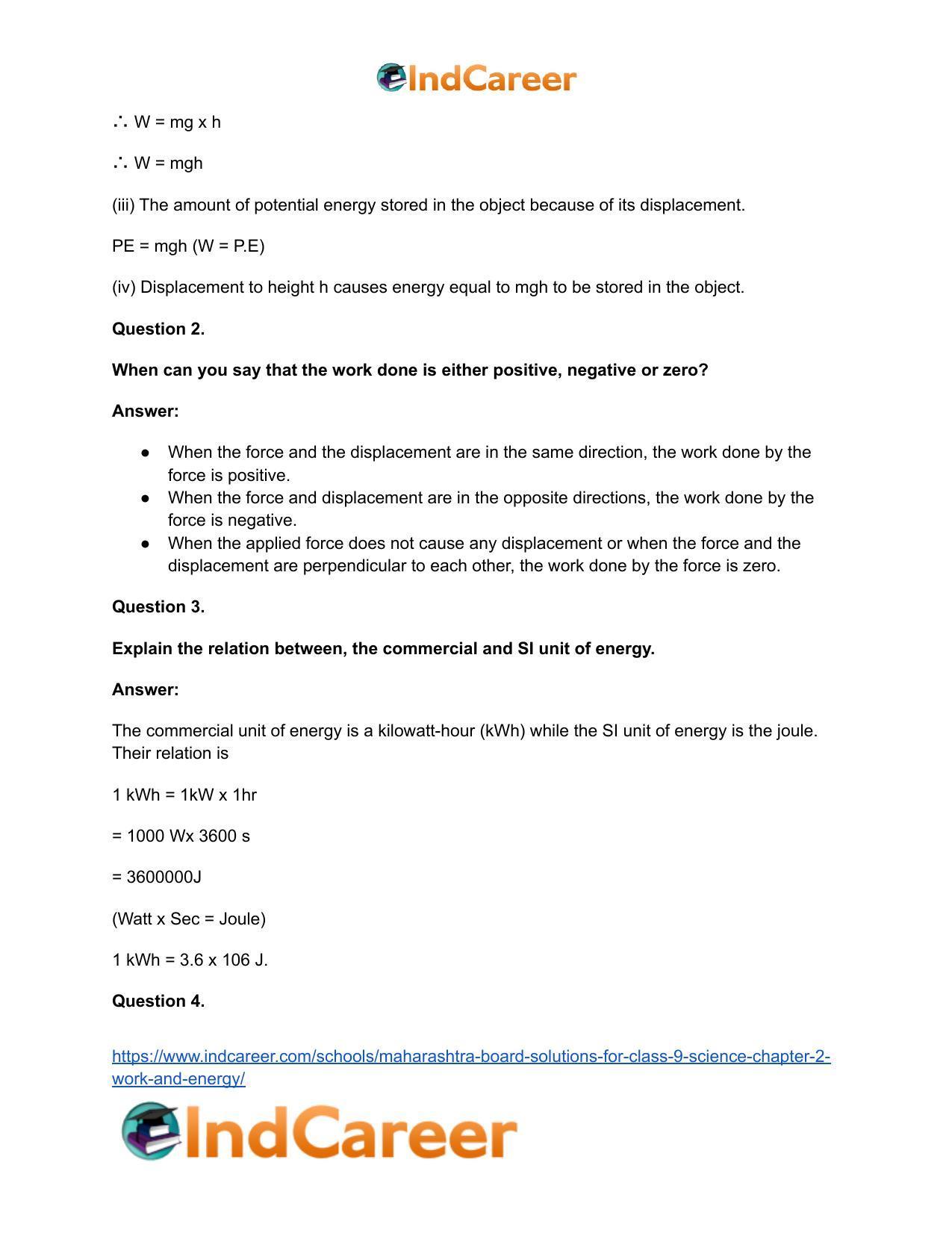 Maharashtra Board Solutions for Class 9- Science: Chapter 2- Work and Energy - Page 49