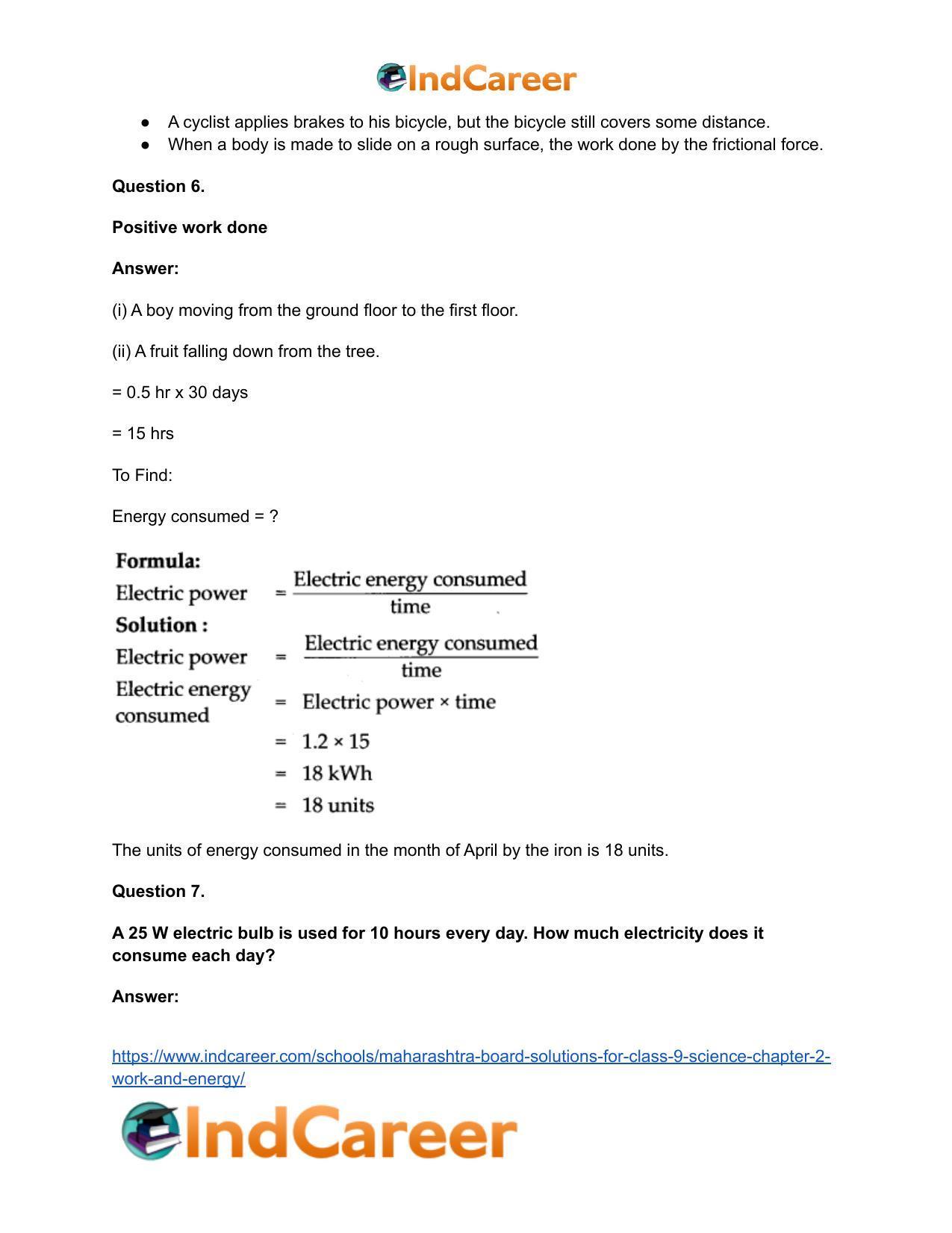 Maharashtra Board Solutions for Class 9- Science: Chapter 2- Work and Energy - Page 54