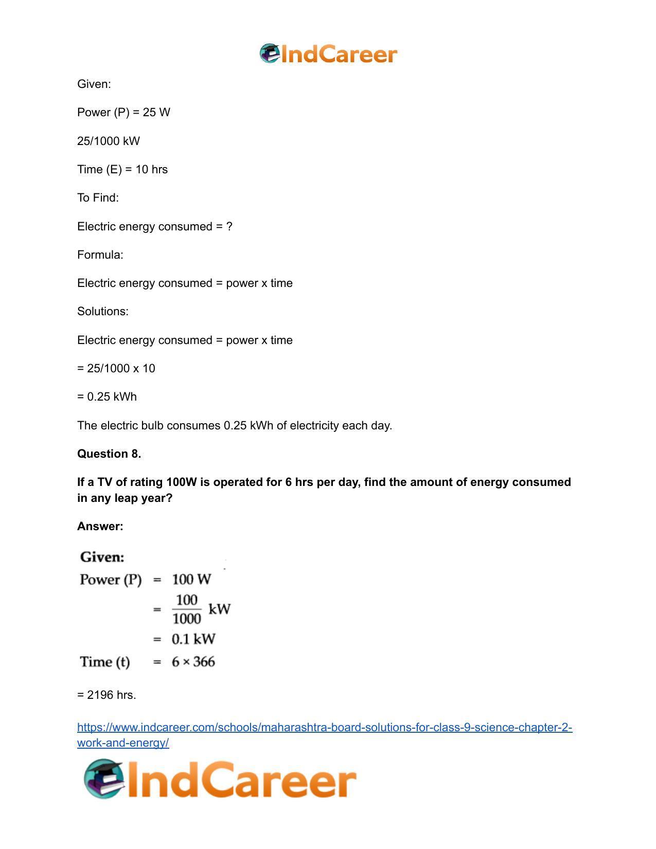 Maharashtra Board Solutions for Class 9- Science: Chapter 2- Work and Energy - Page 55