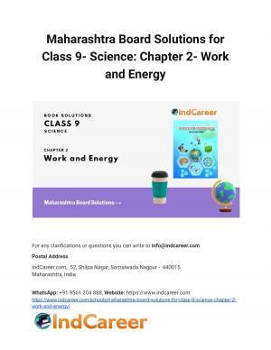 Maharashtra Board Solutions for Class 9- Science: Chapter 2- Work and Energy